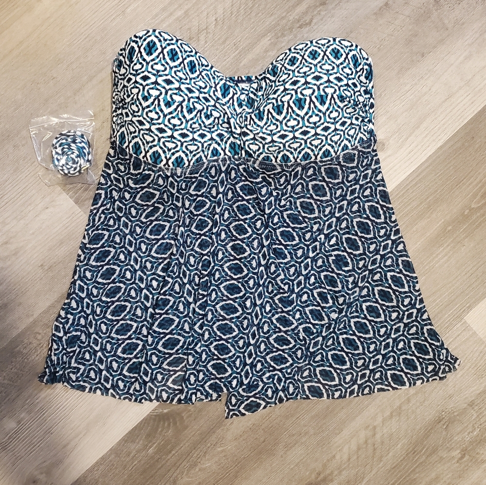 Merona Fly Away mesh Tankini- ikat print